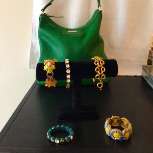 J. Crew tortoise shell and cabochon frog bracelet